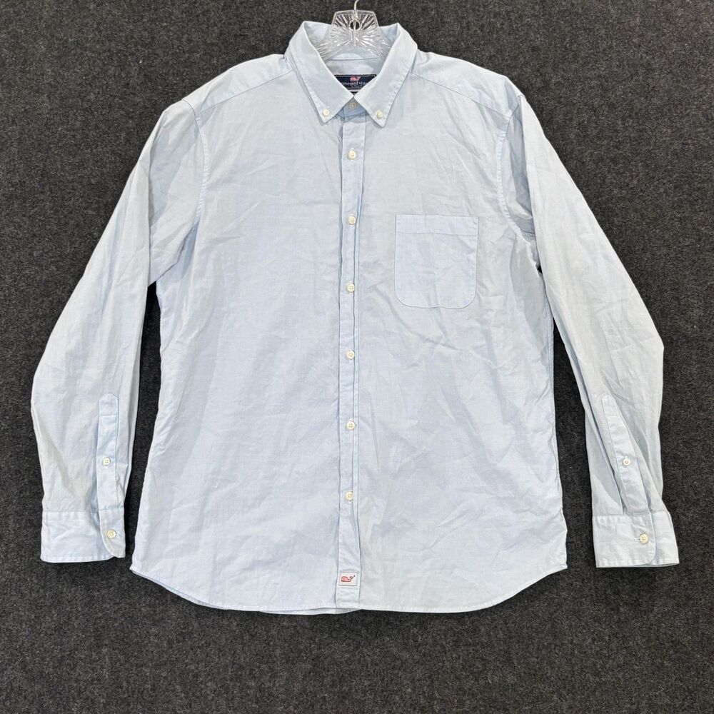 Vineyard Vines Shirt Men's Large Light Blue Classic Fit Murray Pocket Preppy